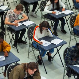 Students taking an exam